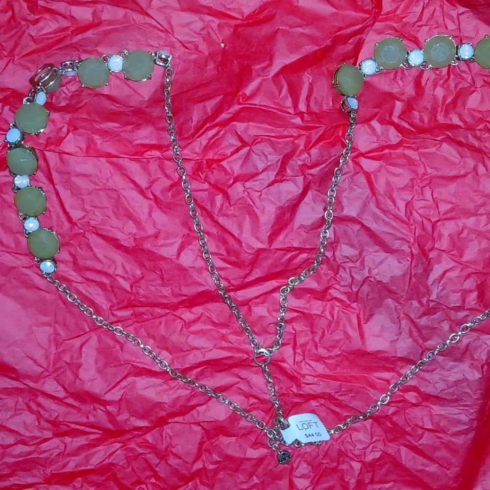 LOFT Green and Silver Necklace